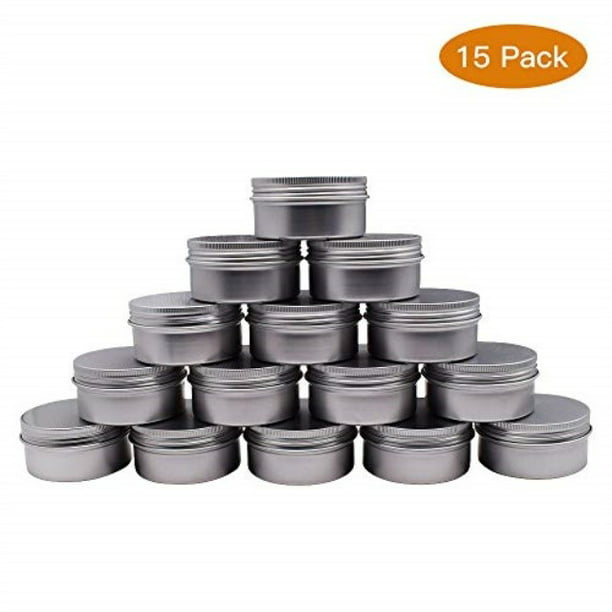 Moretoes 36 Pack 2 Oz Metal Round Balm Tins Black Aluminum Cans Empty with Lid